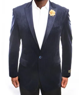 (48R) Modern Fit Navy Velvet Sports Coat