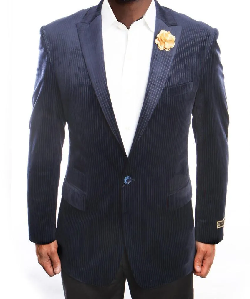 (48R) Modern Fit Navy Velvet Sports Coat