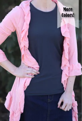 April Ruffled Cardigan | ¾ Length Sleeves
