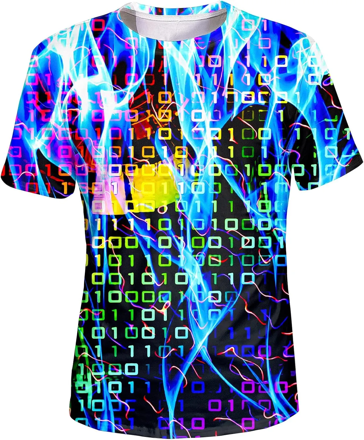 Asylvain Unisex 3D Graphic T-Shirt Colorful Design Short Sleeve Crewneck Digital Tee for Young