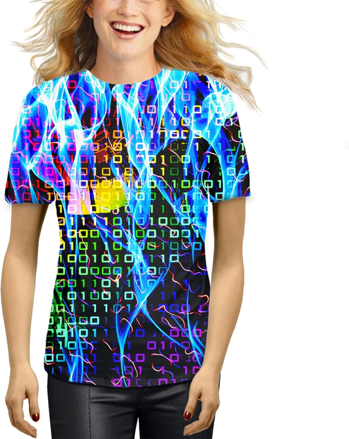 Asylvain Unisex 3D Graphic T-Shirt Colorful Design Short Sleeve Crewneck Digital Tee for Young