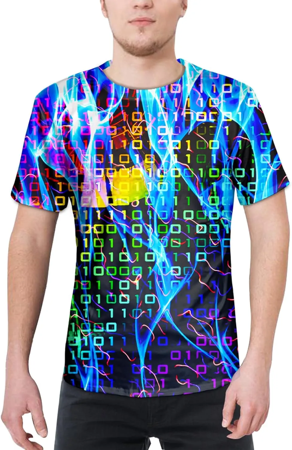 Asylvain Unisex 3D Graphic T-Shirt Colorful Design Short Sleeve Crewneck Digital Tee for Young