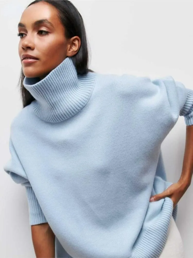 Autumn Winter Women's Turtleneck Sweater  Solid, Elegant, Thick, Warm, Long Sleeve Knitted Pullovers - Ladies' Casual Basic Jumpers Tops.