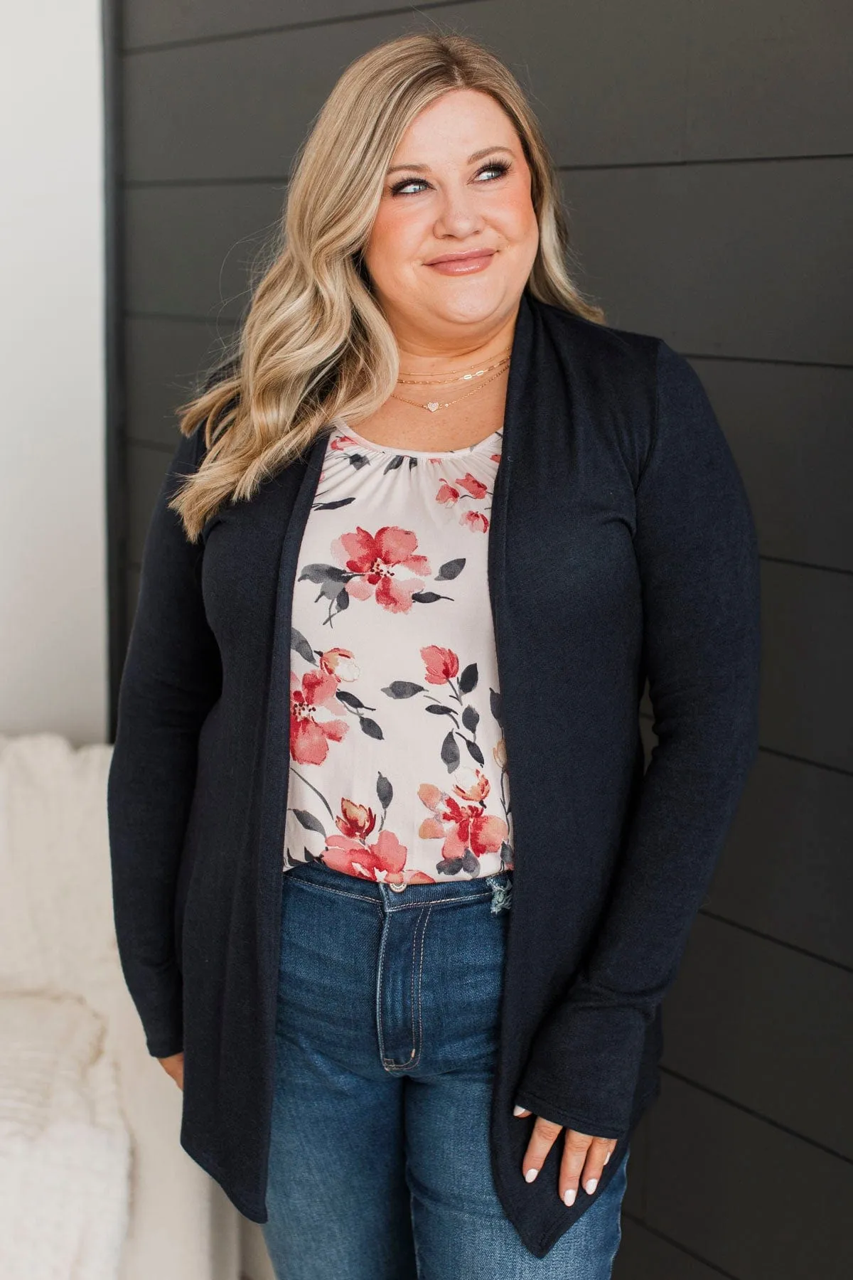 Away On Holiday Drape Cardigan- Navy