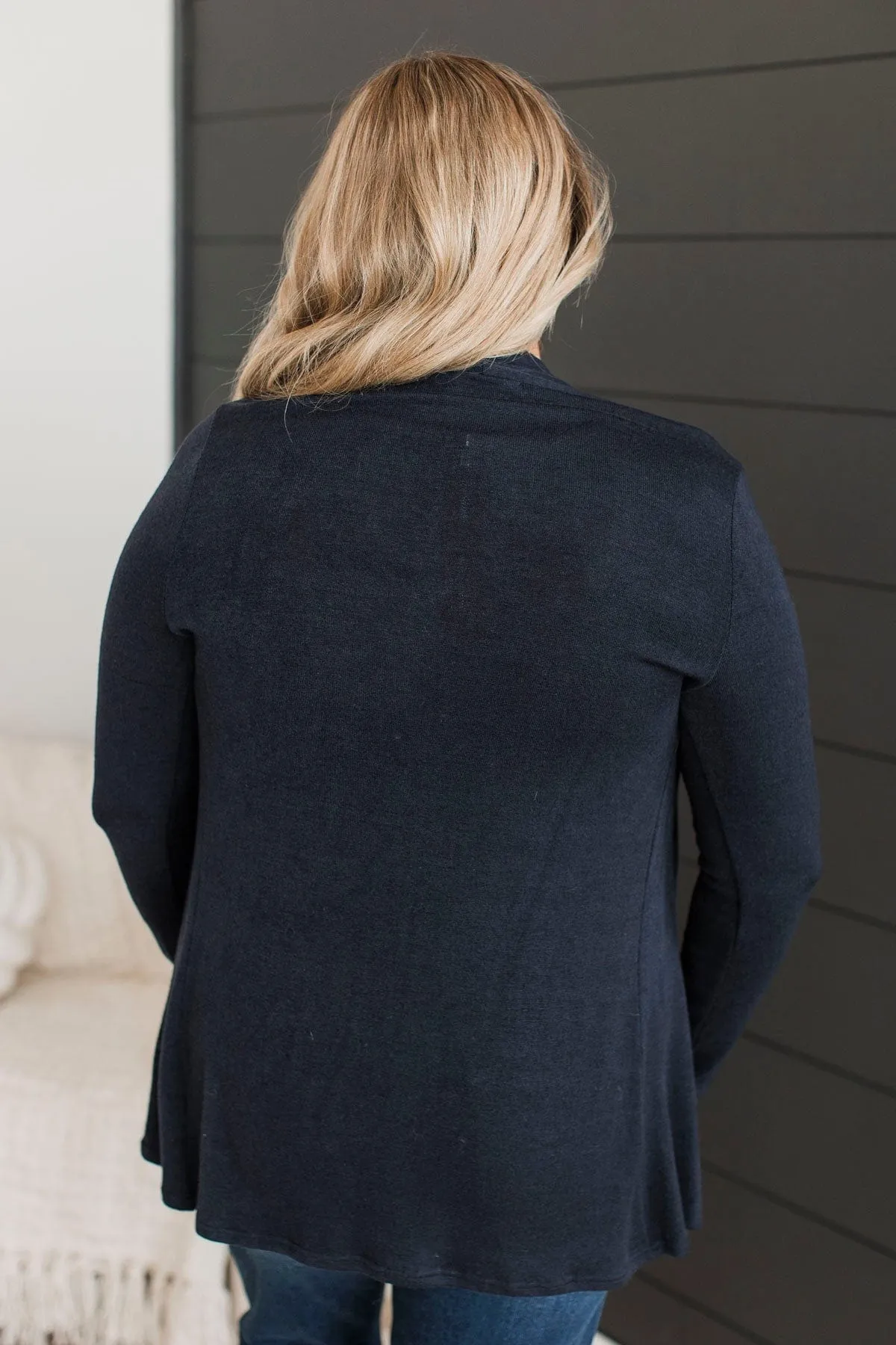 Away On Holiday Drape Cardigan- Navy