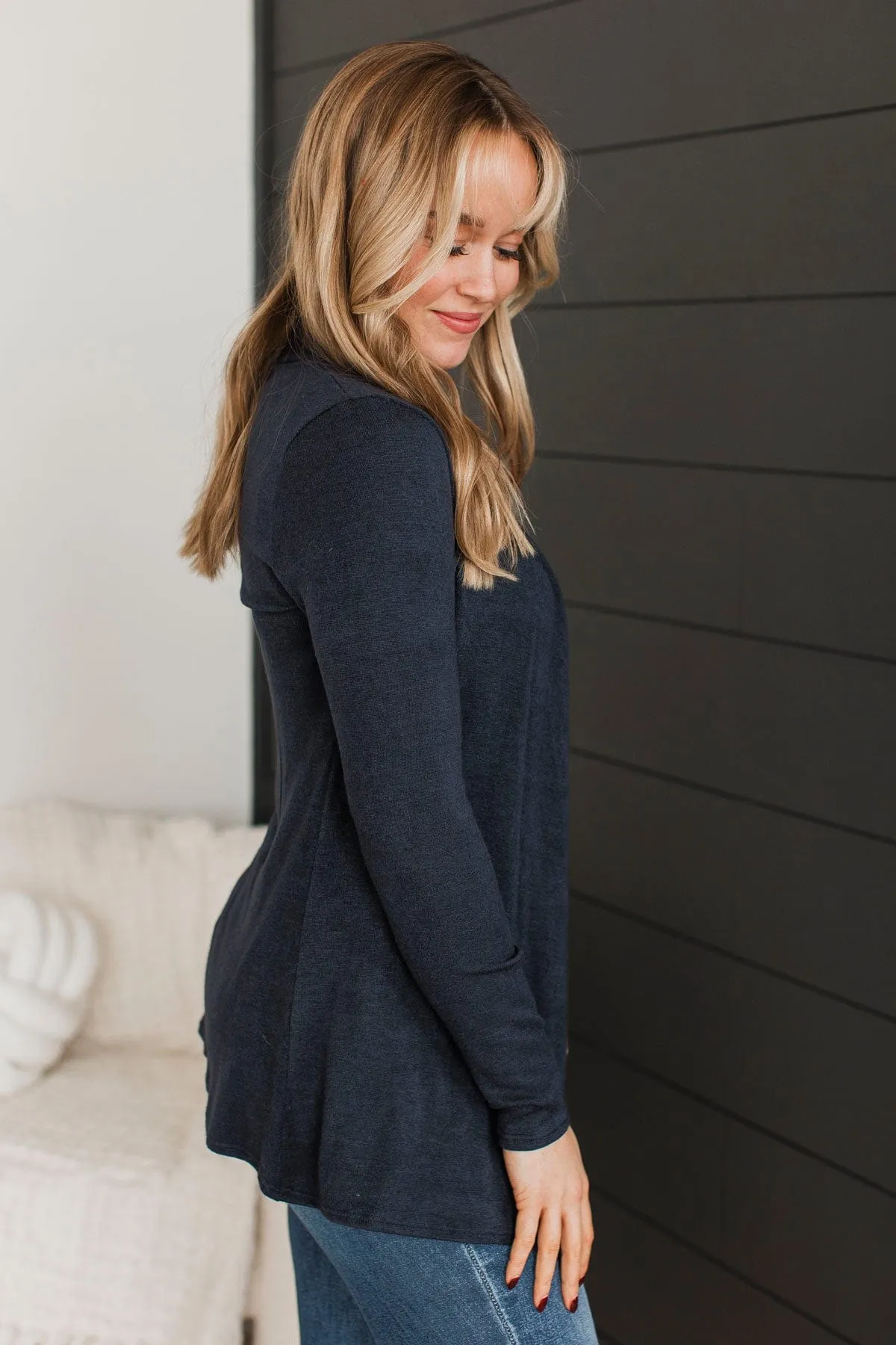 Away On Holiday Drape Cardigan- Navy