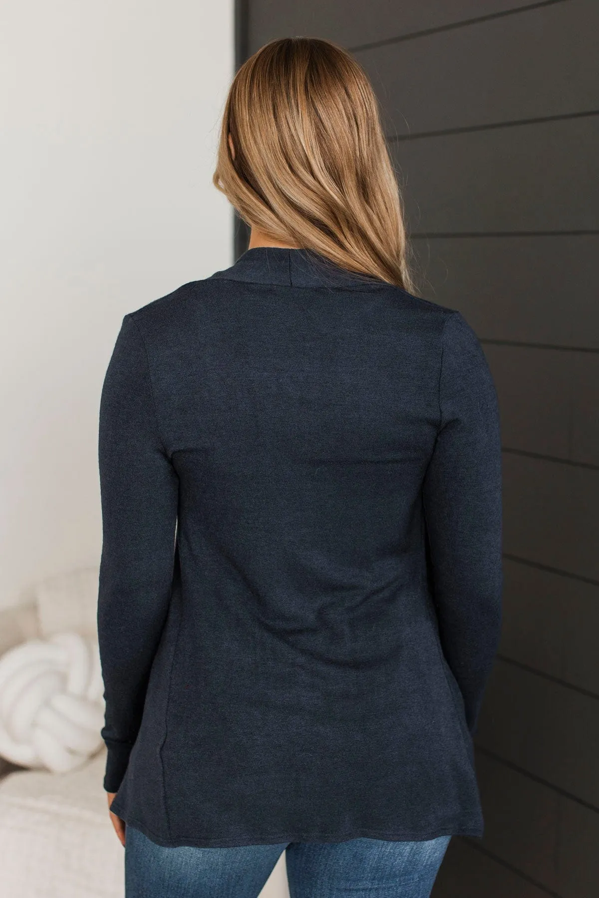 Away On Holiday Drape Cardigan- Navy