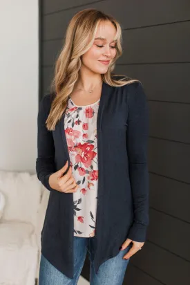 Away On Holiday Drape Cardigan- Navy