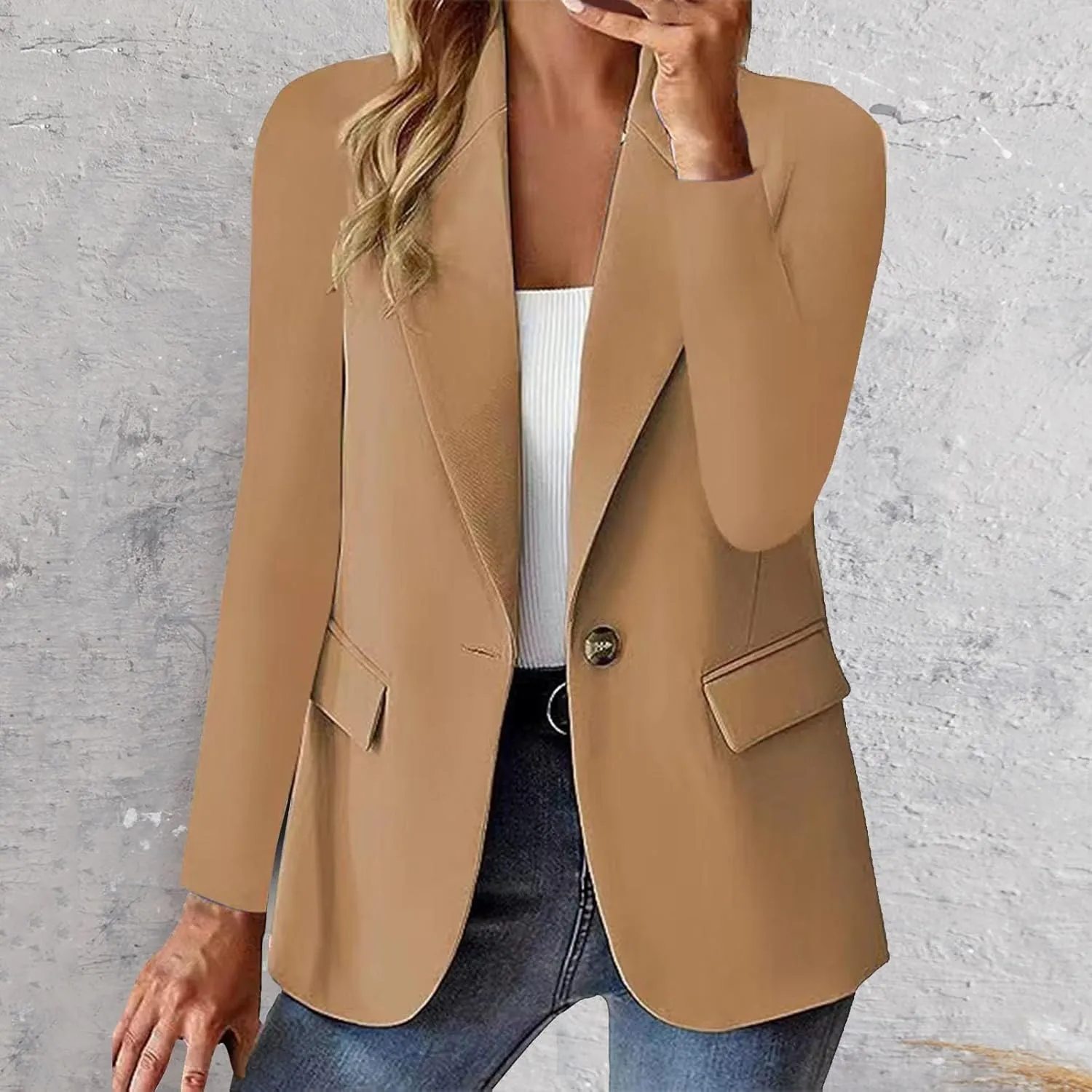 Blazers for Women 2025 Summer Lightweight Business Casual Open Front Long Sleeve Suit Jackets Slim Fit Jackets