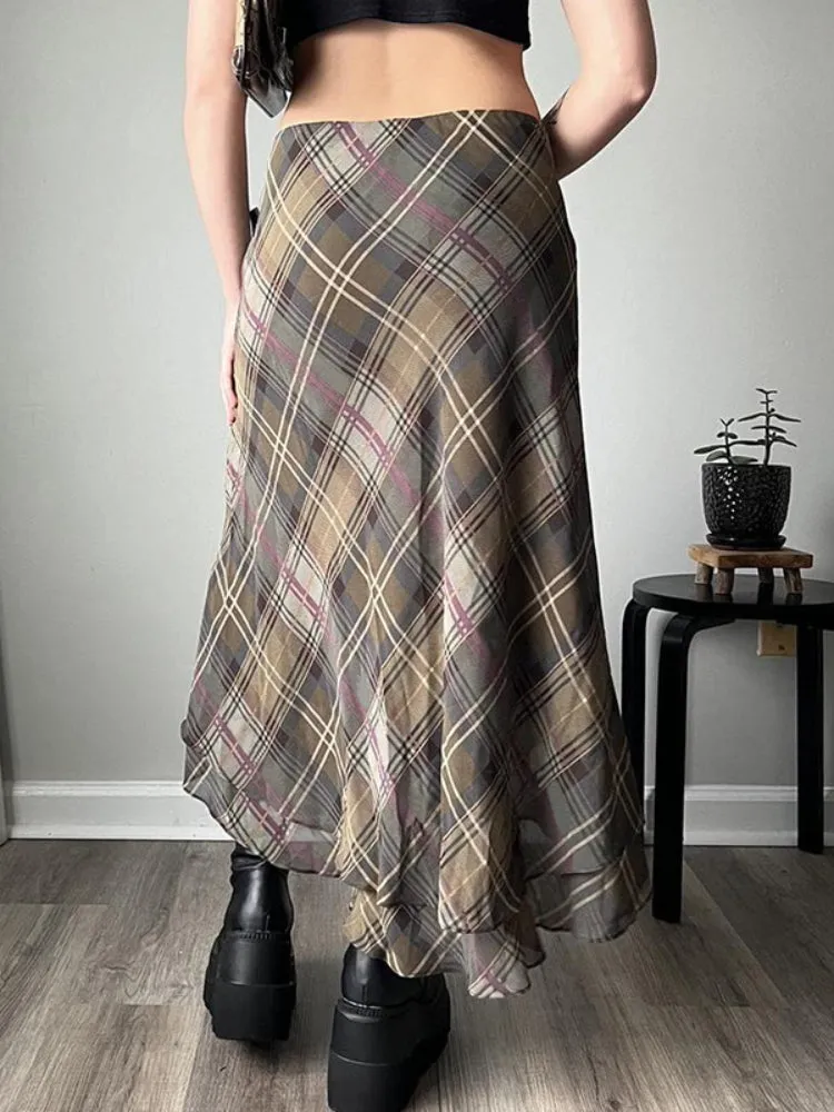 Brown High-waist Double-layer Skirt