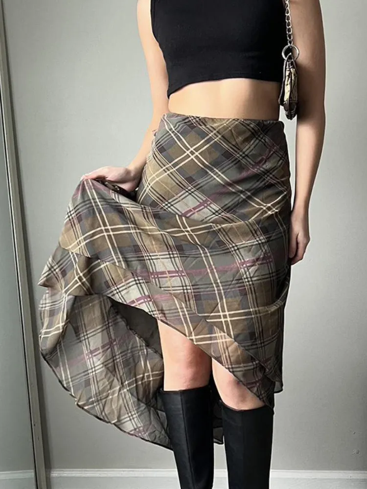Brown High-waist Double-layer Skirt