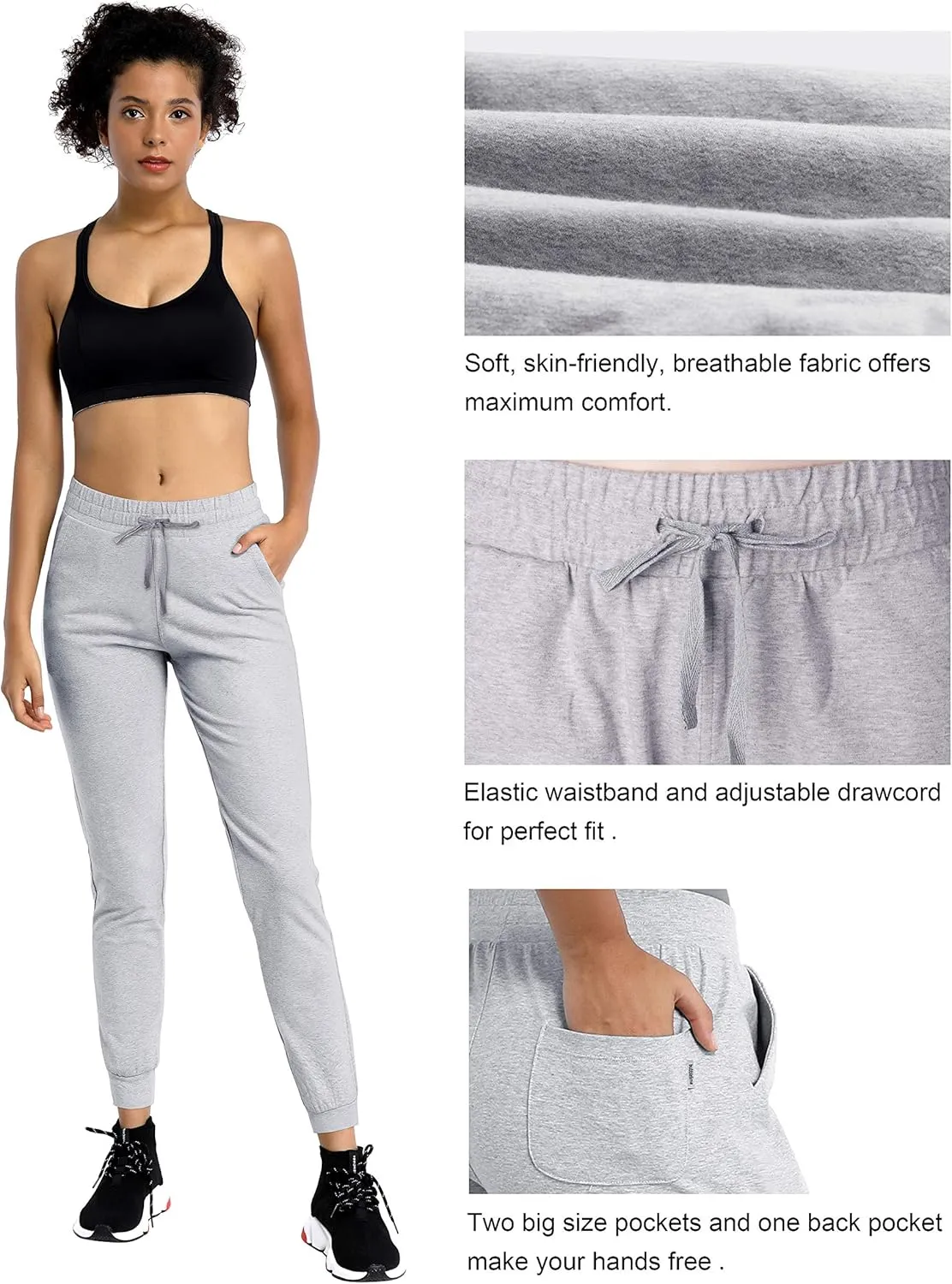BUBBLELIME 19"/28" Women's High Waist Jogger Pants with Pockets Active Yoga Tapered Sweatpants Lounge Pants Capri