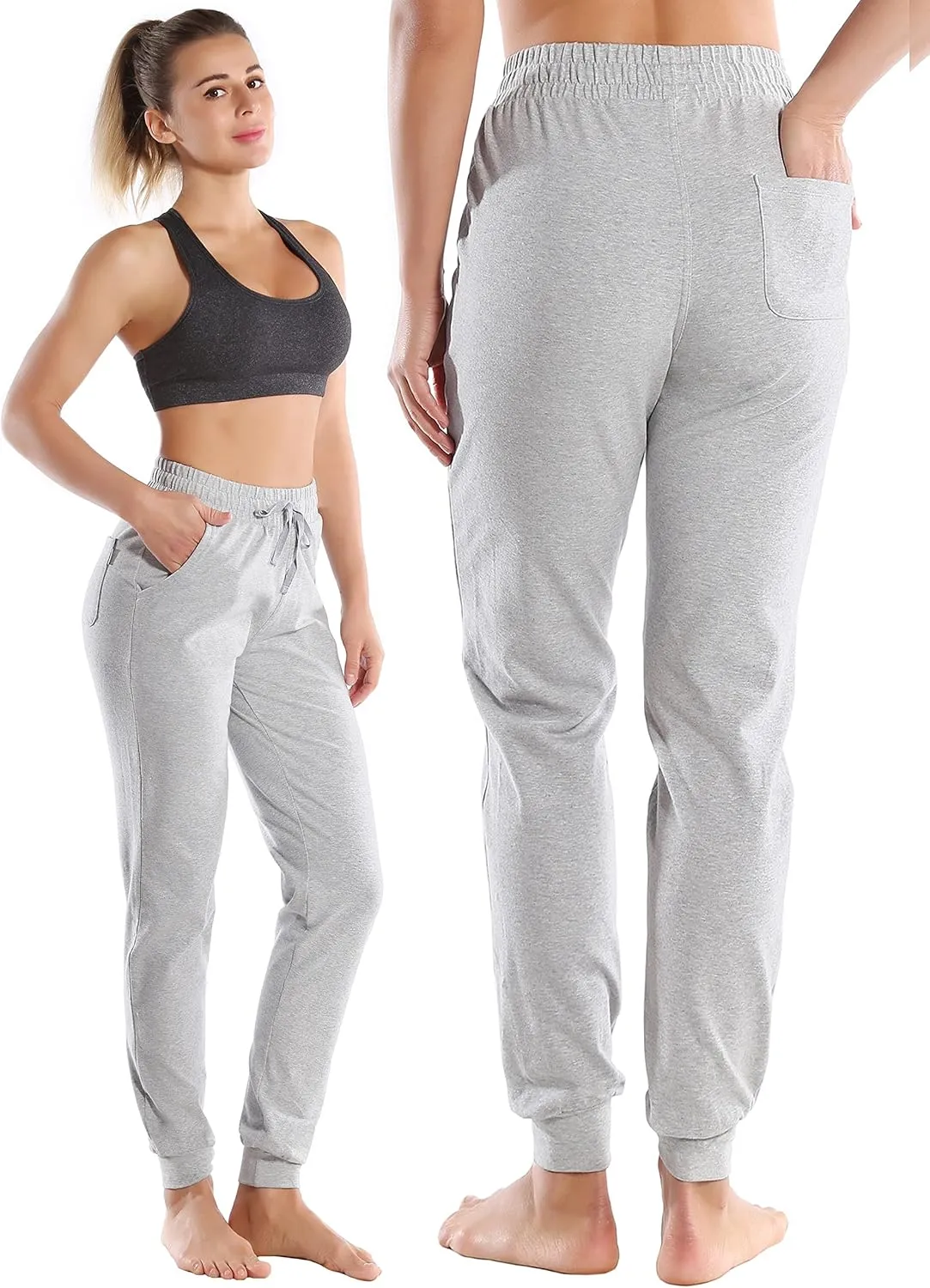 BUBBLELIME 19"/28" Women's High Waist Jogger Pants with Pockets Active Yoga Tapered Sweatpants Lounge Pants Capri
