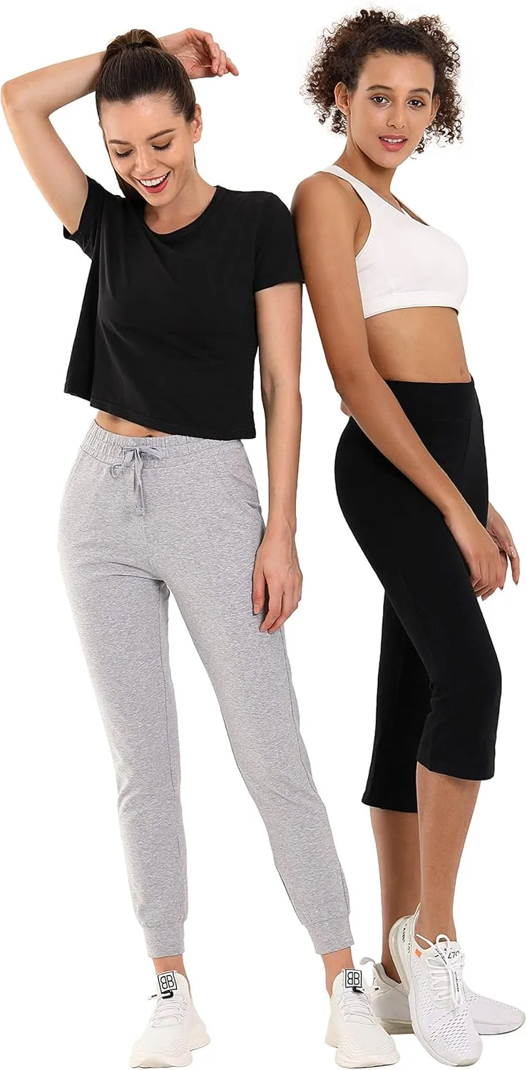 BUBBLELIME 19"/28" Women's High Waist Jogger Pants with Pockets Active Yoga Tapered Sweatpants Lounge Pants Capri