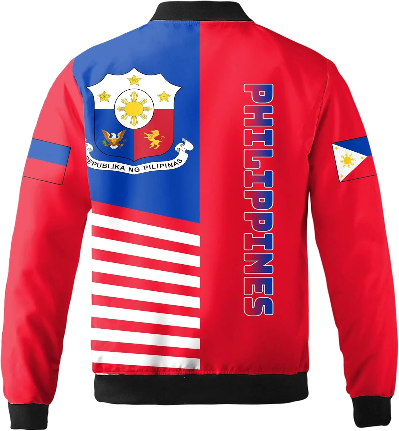 Camelliaa Shop Personalized Philippines Flag AOP Bomber Jacket Casual Bomber S-5XL, Philippines Jacket For Men