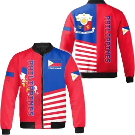 Camelliaa Shop Personalized Philippines Flag AOP Bomber Jacket Casual Bomber S-5XL, Philippines Jacket For Men