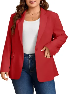 Cicy Bell Womens Plus Size Casual Blazers Lapel Long Sleeve Work Office Suit Jackets Open Front Curvy Blazers