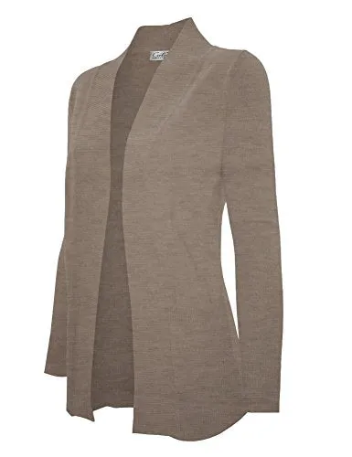CIELO Women's Solid Basic Open Front Pockets Knit Sweater Cardigan