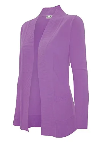 CIELO Women's Solid Basic Open Front Pockets Knit Sweater Cardigan