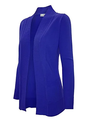 CIELO Women's Solid Basic Open Front Pockets Knit Sweater Cardigan