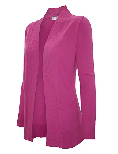 CIELO Women's Solid Basic Open Front Pockets Knit Sweater Cardigan