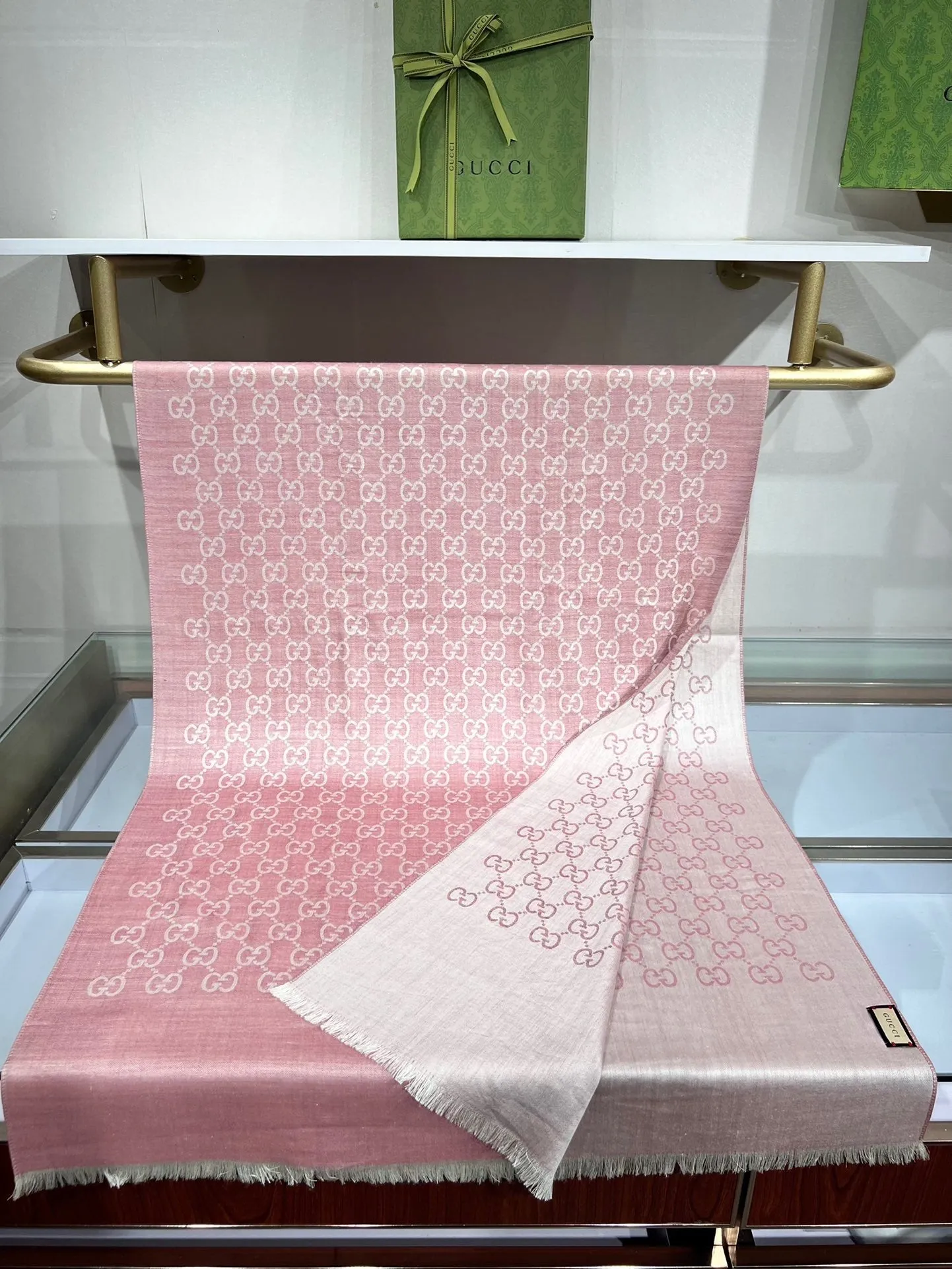 CLTH339 GG Wool Shawl with Web / 70X200cm(27.5x78.7in)