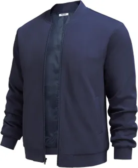 COOFANDY Men's Lightweight Bomber Jacket Casual Stylish Fall Jackets Full Zip Knit Jackets Varsity Textured Coat