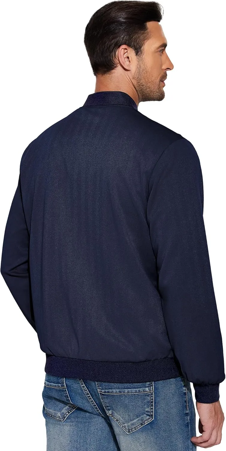 COOFANDY Men's Lightweight Bomber Jacket Casual Stylish Fall Jackets Full Zip Knit Jackets Varsity Textured Coat