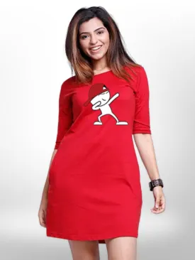 COOL ATTITUDE PRINTED CARTOON THREE QUARTER SLEEVE T-SHIRT SIDE POCKET FOR WOMEN'S