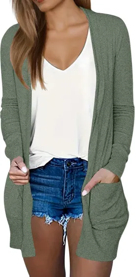 DB MOON Womens Long Cardigan 2025 Fall Lightweight Long Sleeve 0pen Front Sweater with Pockets