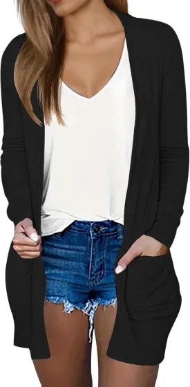 DB MOON Womens Long Cardigan 2025 Fall Lightweight Long Sleeve 0pen Front Sweater with Pockets