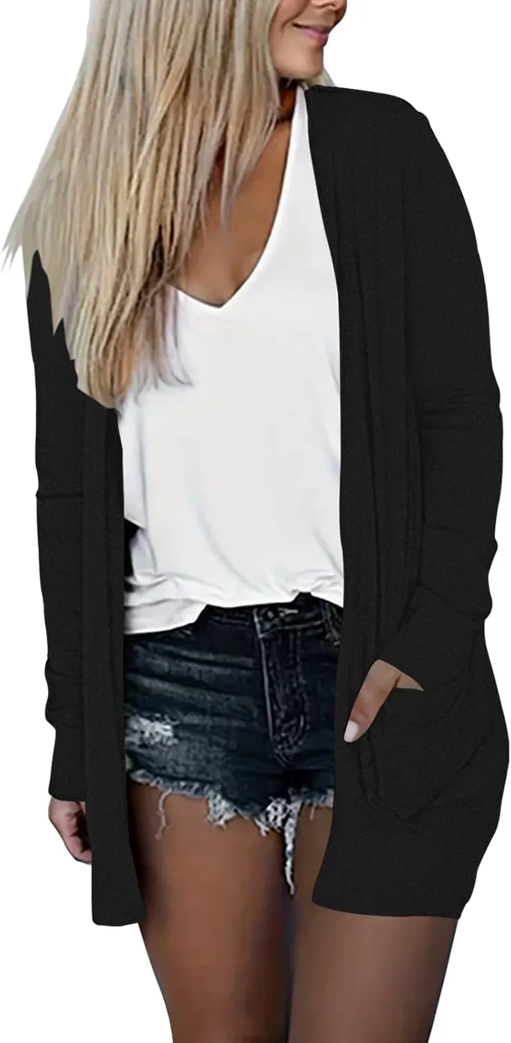 DB MOON Womens Long Cardigan 2025 Fall Lightweight Long Sleeve 0pen Front Sweater with Pockets