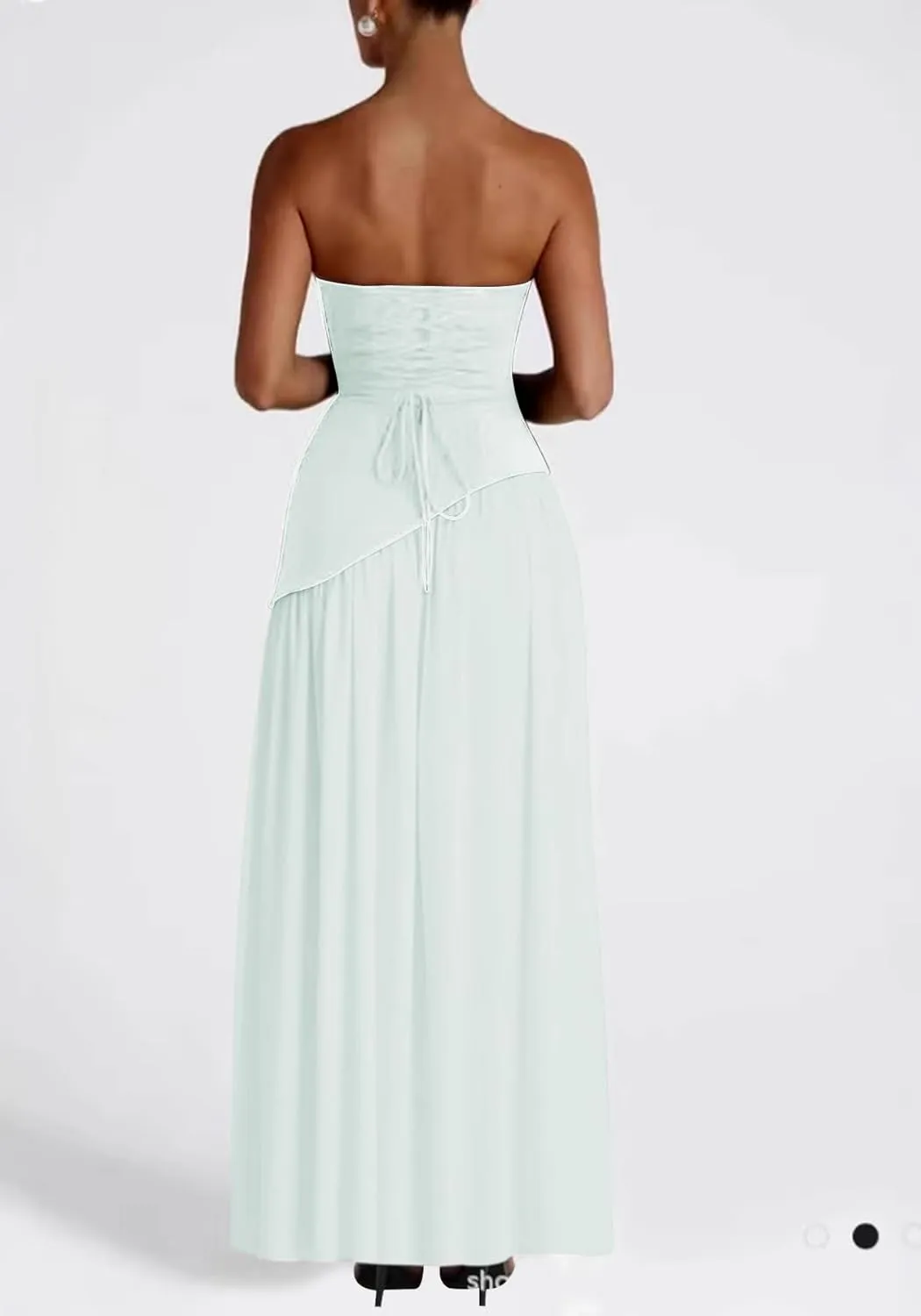 Famnbro Womens Tube Dress Strapless Sexy Off Shoulder Side Slit Going Out Casual Elegant Club Party Maxi Dresses