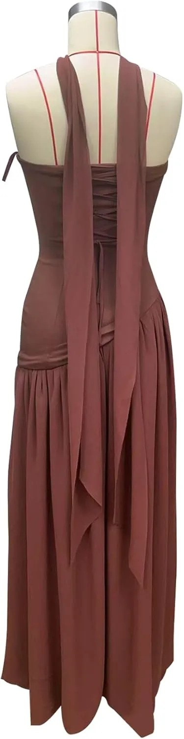 Famnbro Womens Tube Dress Strapless Sexy Off Shoulder Side Slit Going Out Casual Elegant Club Party Maxi Dresses