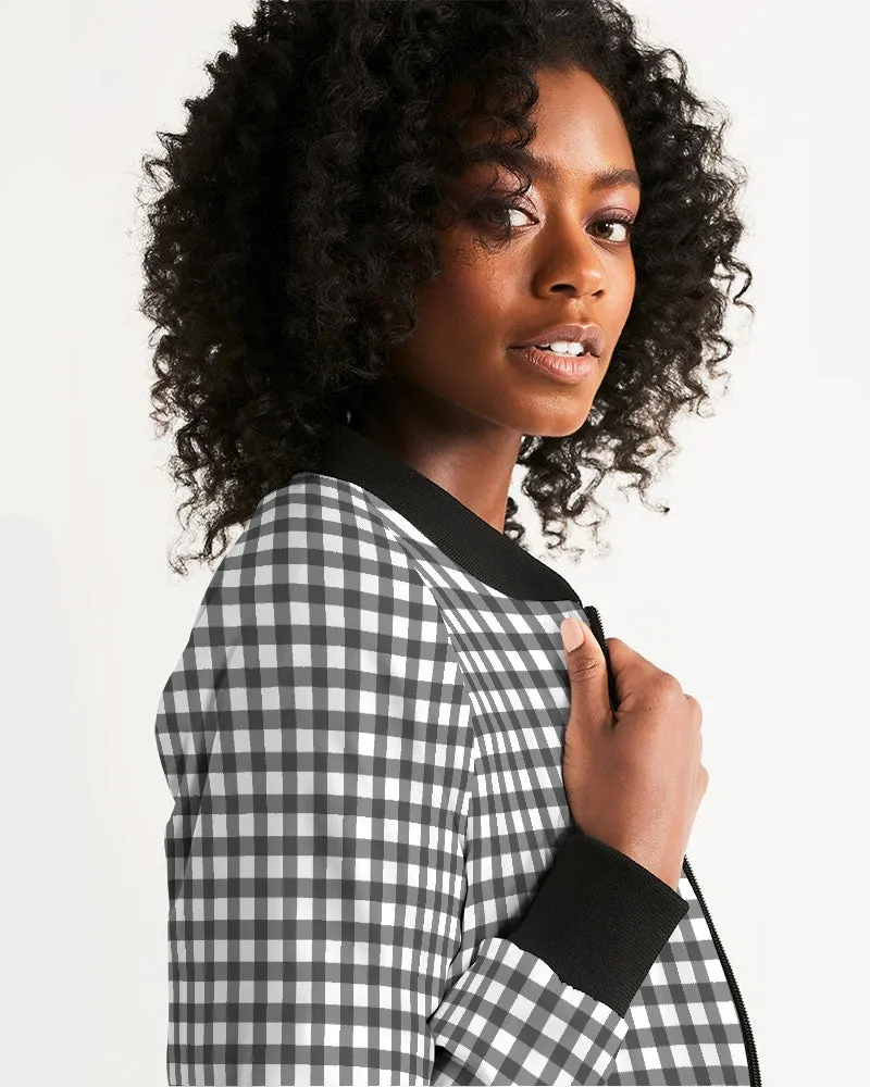 Gingham Print Women's Bomber Jacket