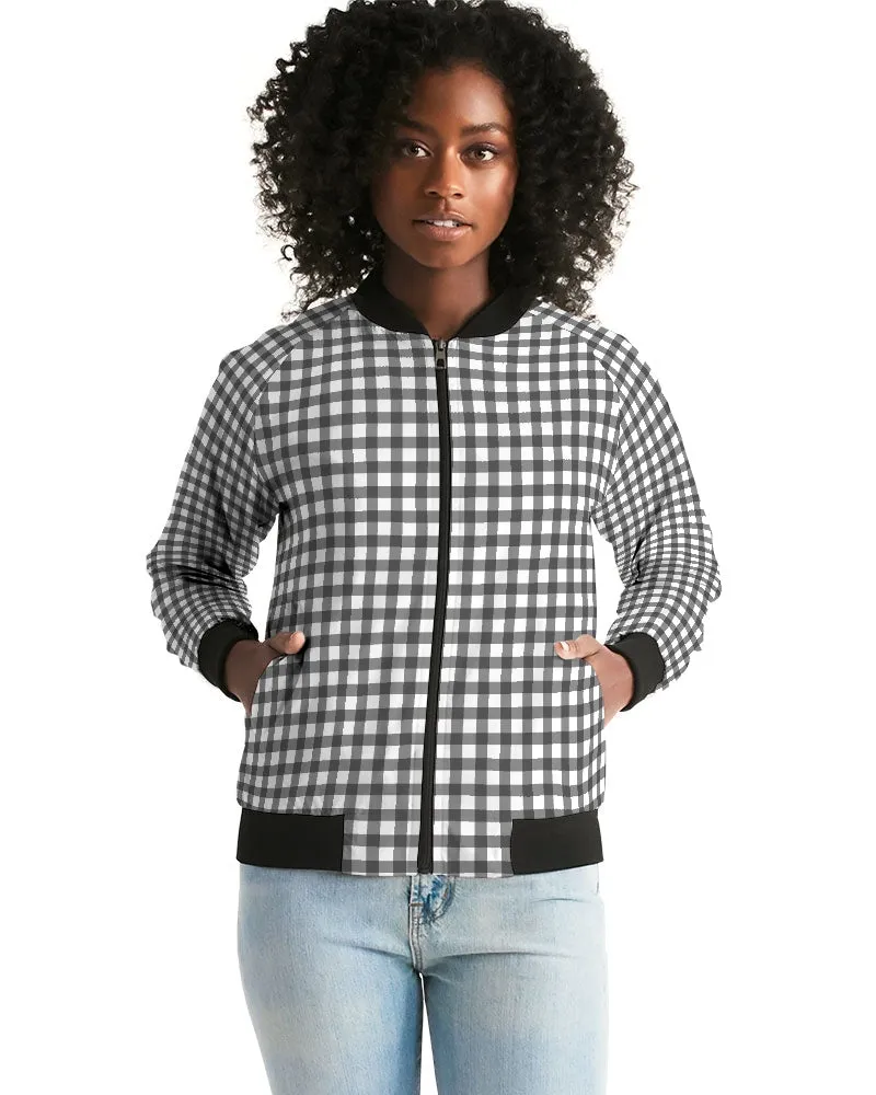 Gingham Print Women's Bomber Jacket