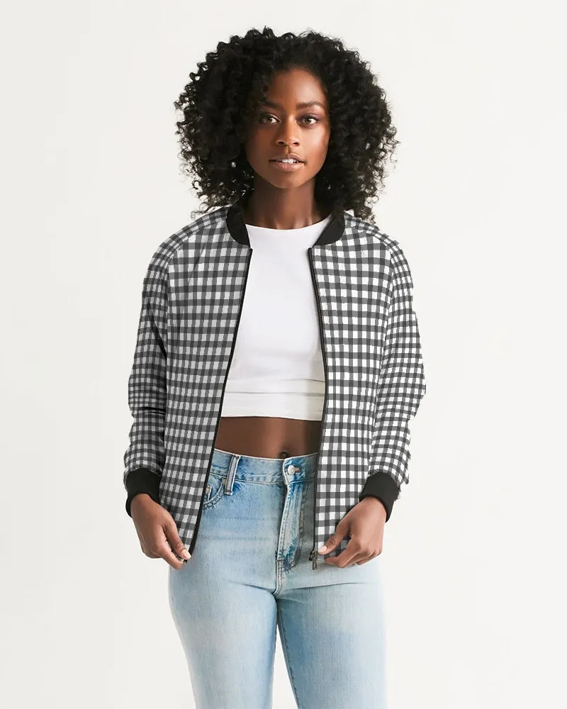 Gingham Print Women's Bomber Jacket