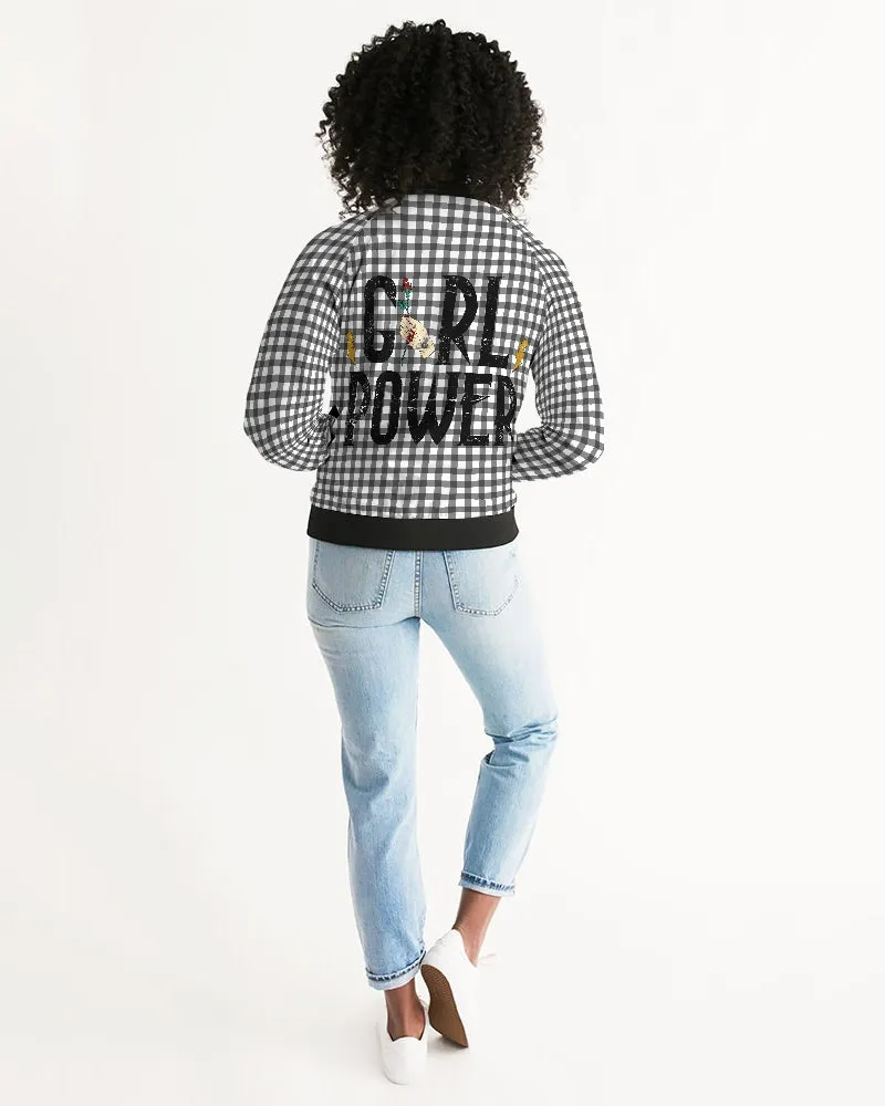 Gingham Print Women's Bomber Jacket