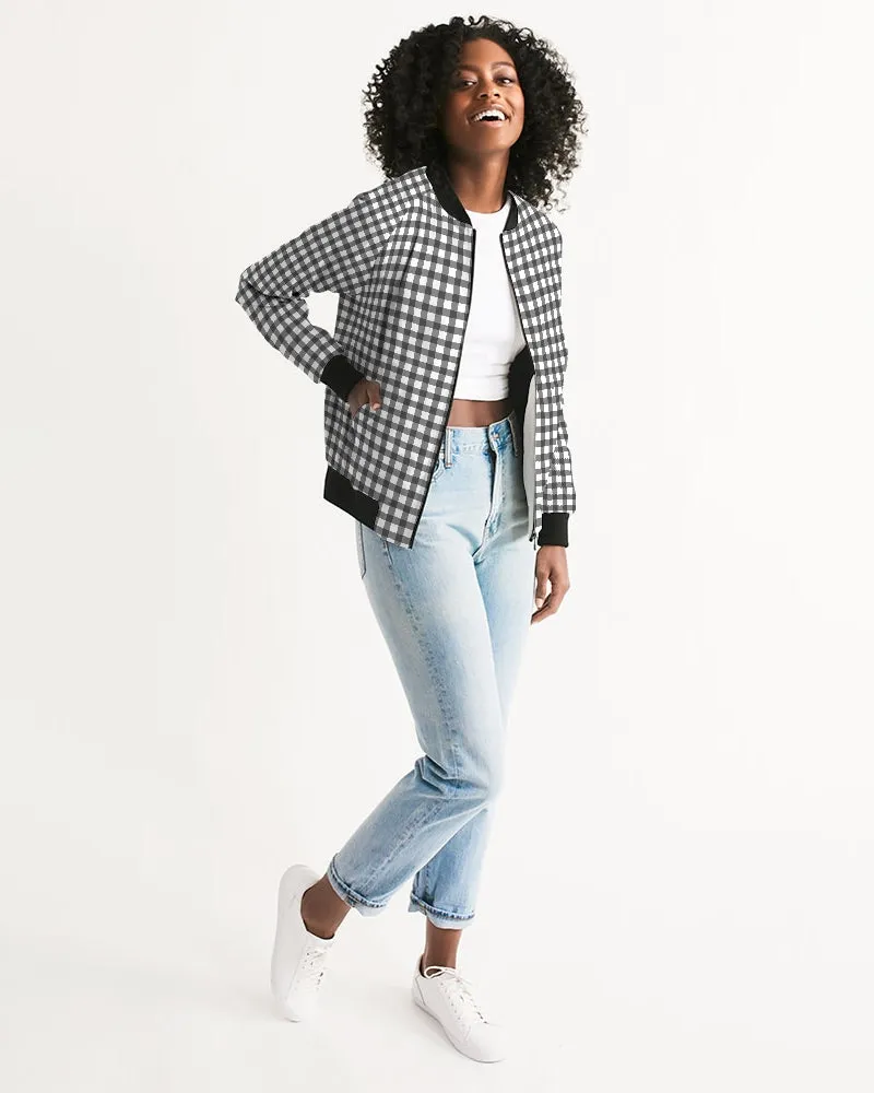 Gingham Print Women's Bomber Jacket