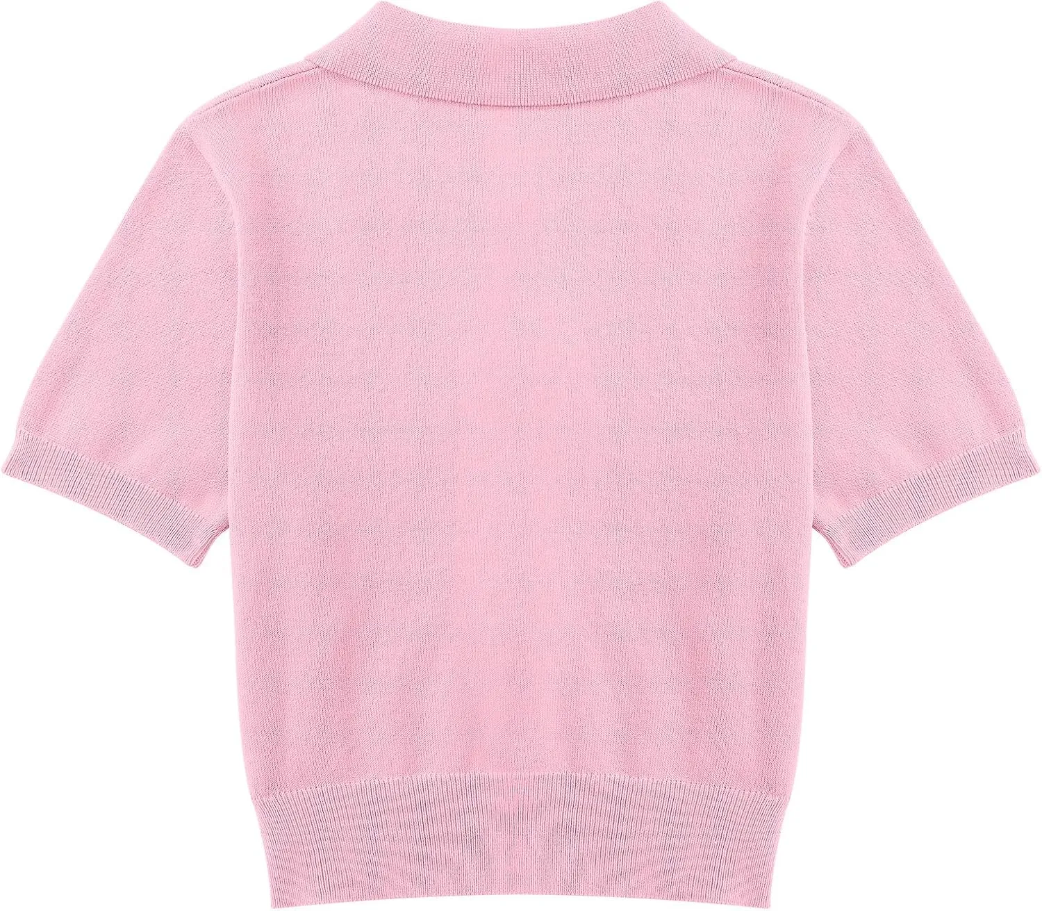 Girls Short Sleeve Polo Shirt V Neck Button Down Shirts Summer Knit School Uniform Crop Tops