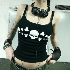 Gothic Skull Graphic Print Crop Top