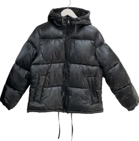 H&M Black Hooded Puffer Coat UK XS