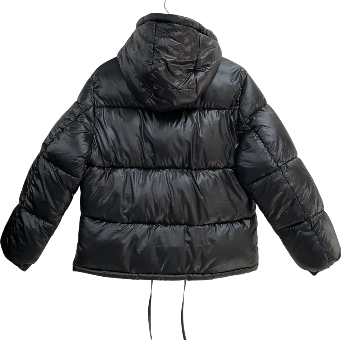 H&M Black Hooded Puffer Coat UK XS
