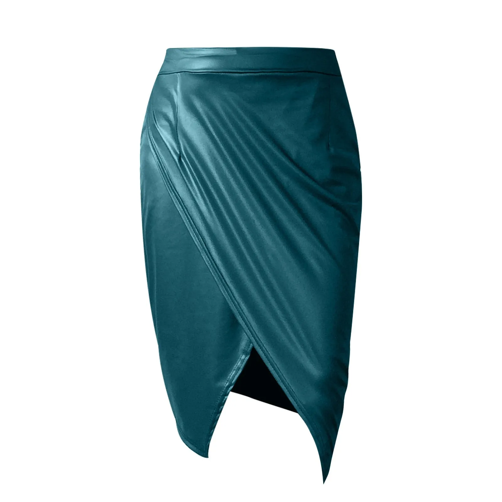 High Waist Faux Leather Pleated Skirt
