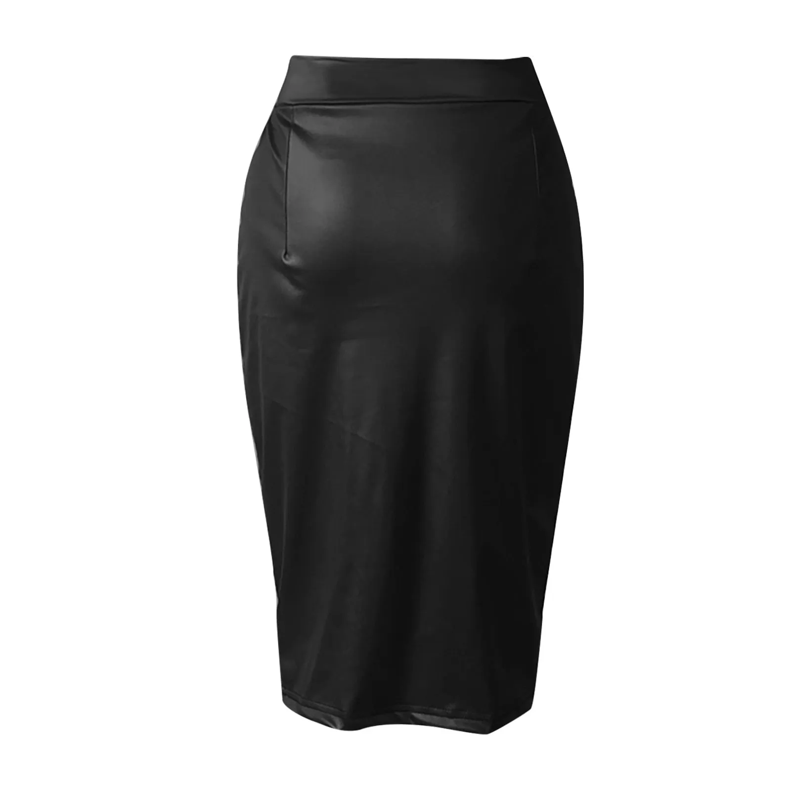 High Waist Faux Leather Pleated Skirt