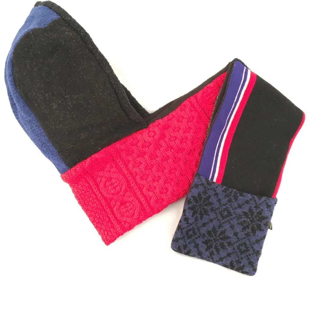 Hoodie Scarf in Red & Gray
