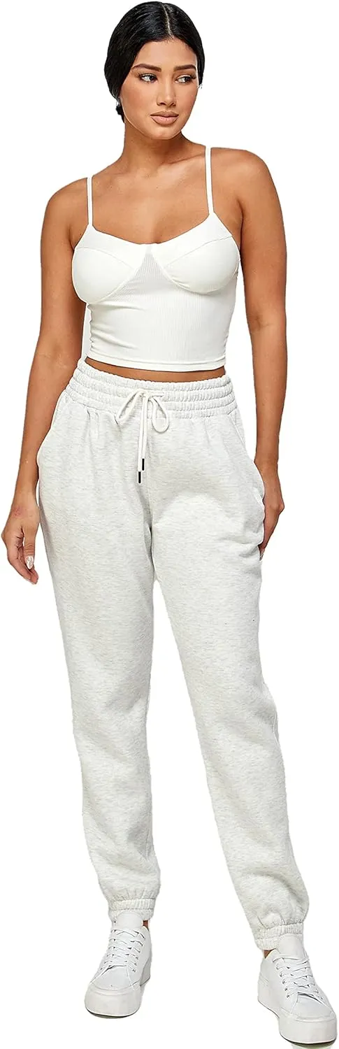 IUUI Women's High Waisted Sweatpants Fleece Joggers Pockets Cotton Lounge Athletic Baggy Pants