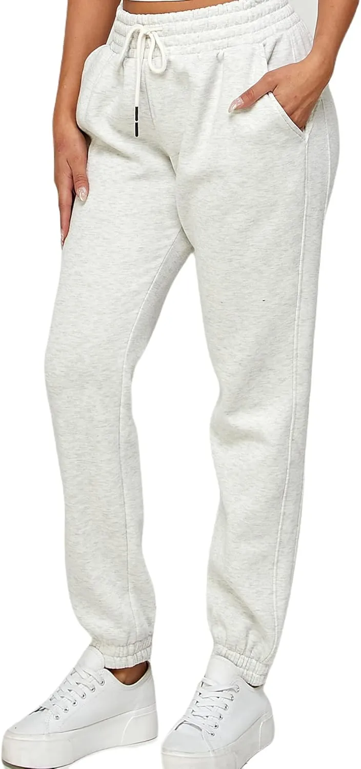 IUUI Women's High Waisted Sweatpants Fleece Joggers Pockets Cotton Lounge Athletic Baggy Pants