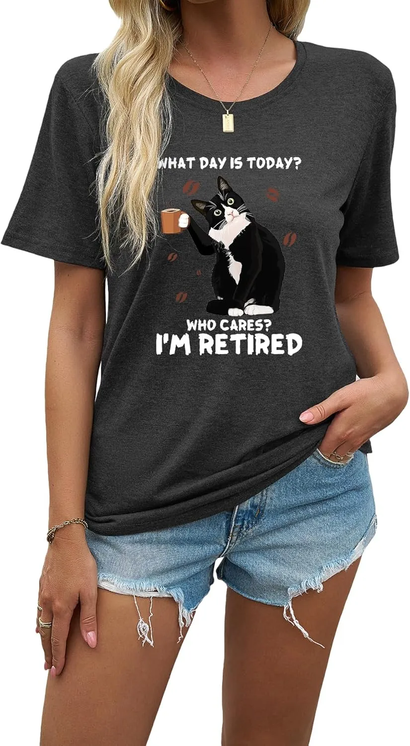 J&DHUASHA Women's Shirt Funny Graphic Tshirt Casual Short Sleeve Tee Tops
