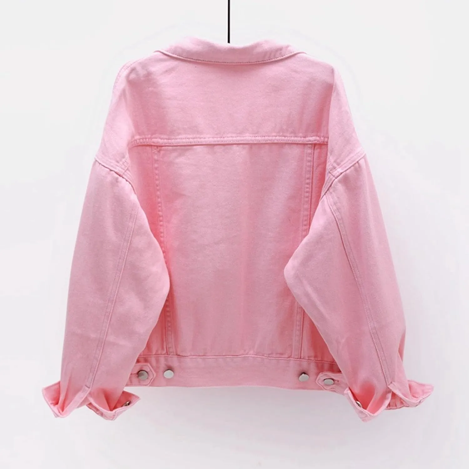 Jean Jacket Women Casual Long Sleeve Button Down Lapel Cropped Denim Top Lightweight Candy Color Plus Size Blazer